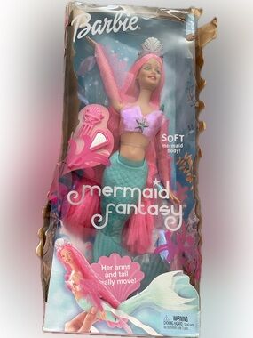 New unboxed Barbie Mermaid Fantasy Doll - Pink Hair, Teal Tail